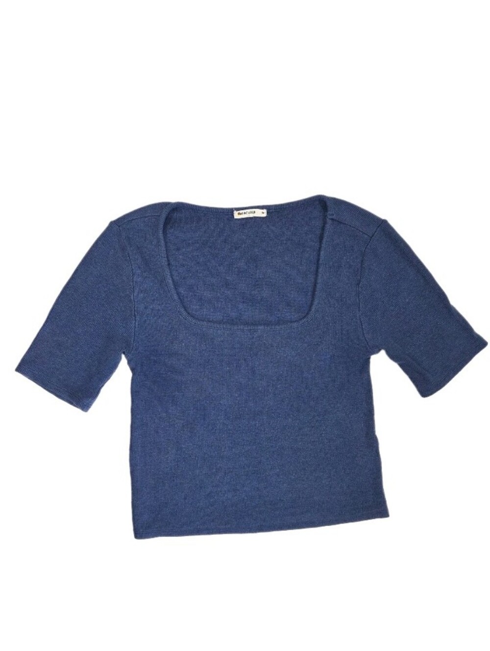 Marine Layer Lexi Ribbed Square Neck Top Size M Washed Blue Crop Tiny Tee 90s